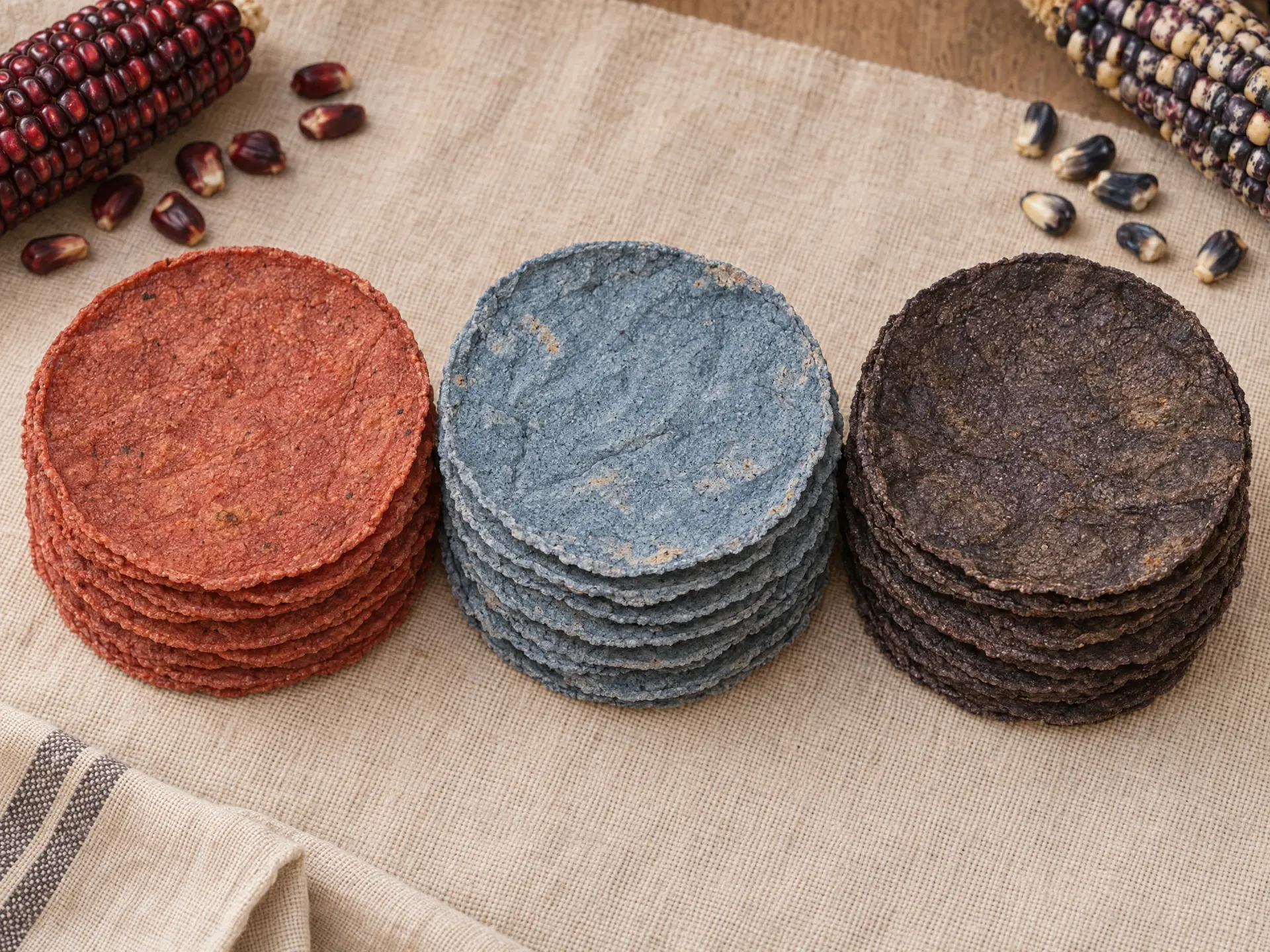 Tortillas de maíz criollo de color — detalle