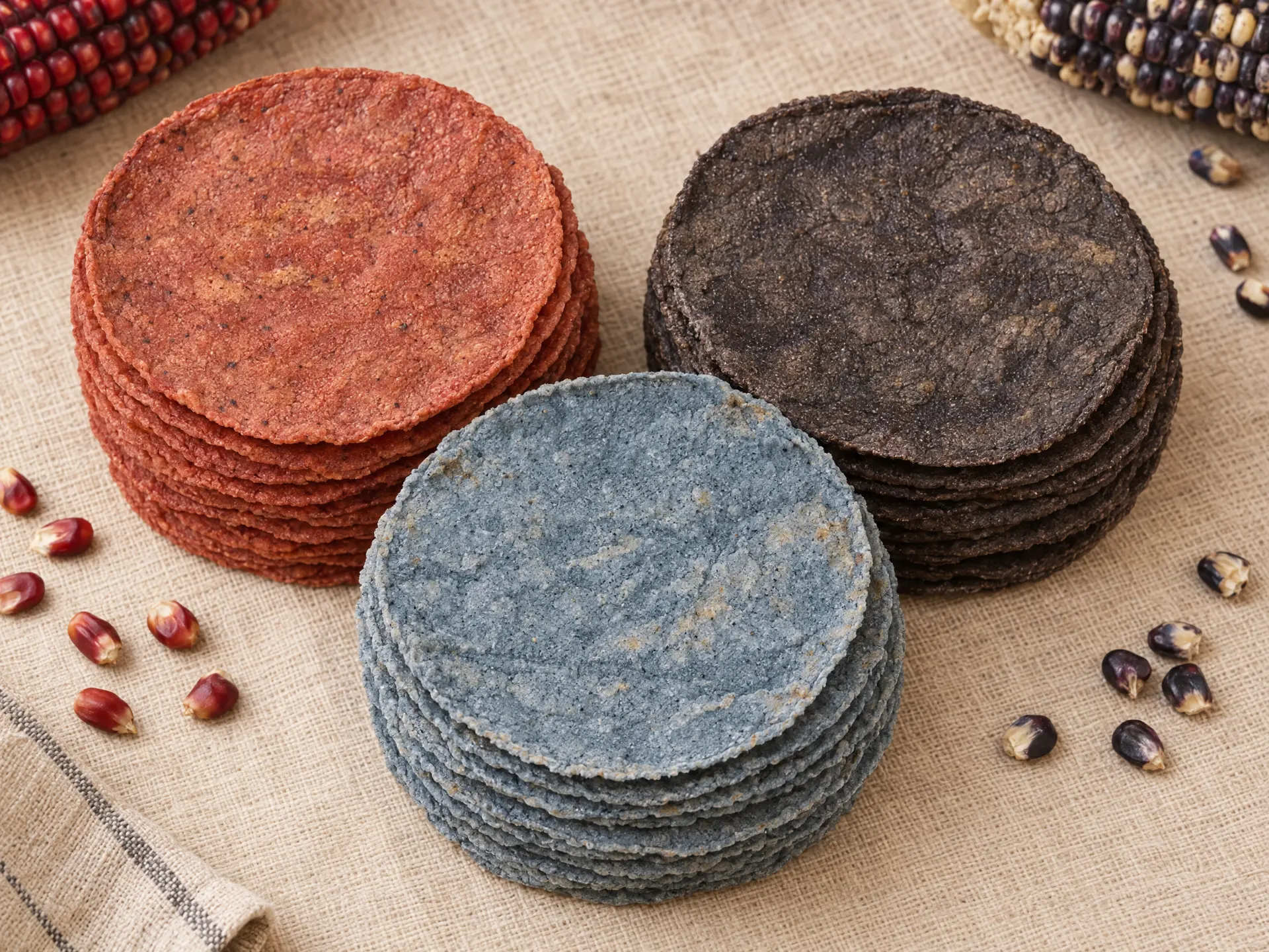 Tortillas de maíz criollo de color